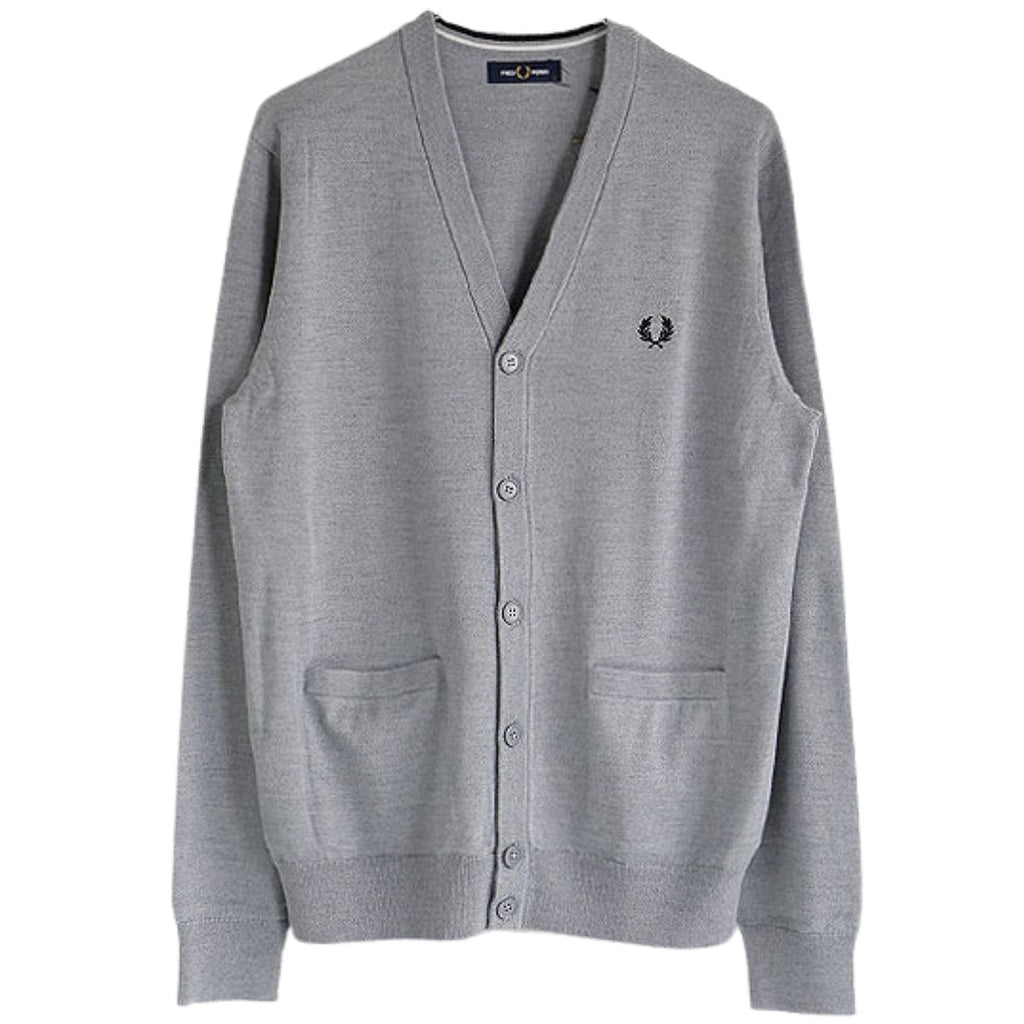 Fred Perry Grey Button-Up Cardigan M