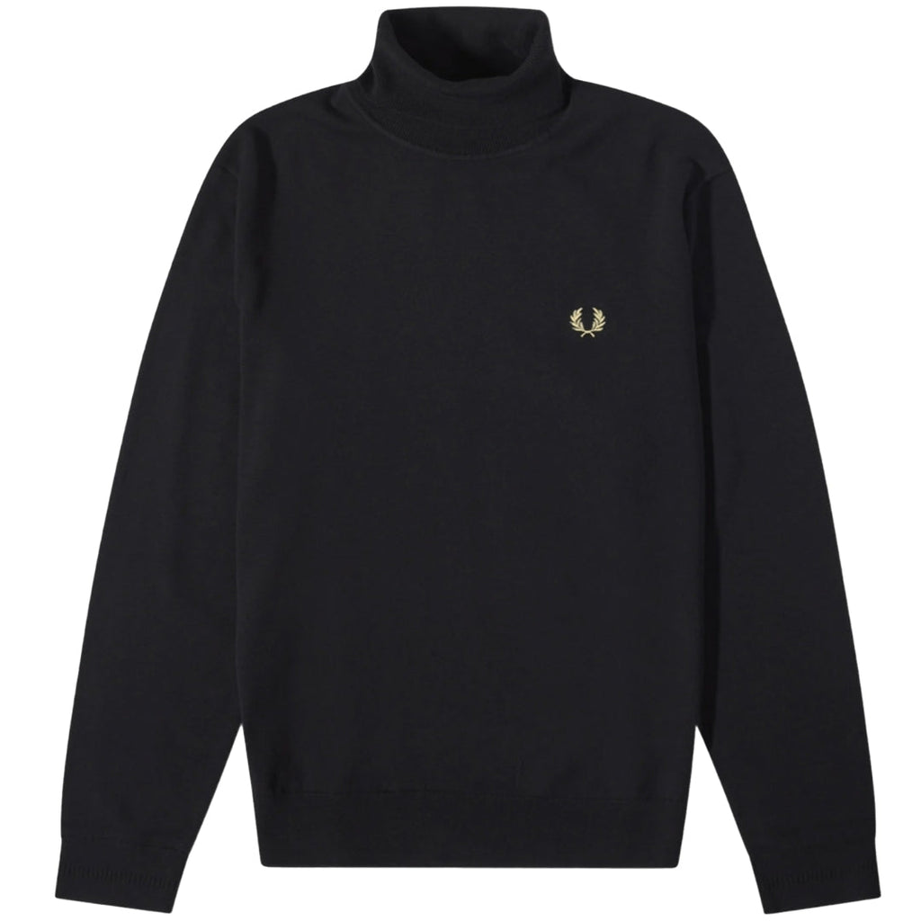 Fred Perry Black Roll Neck Jumper S