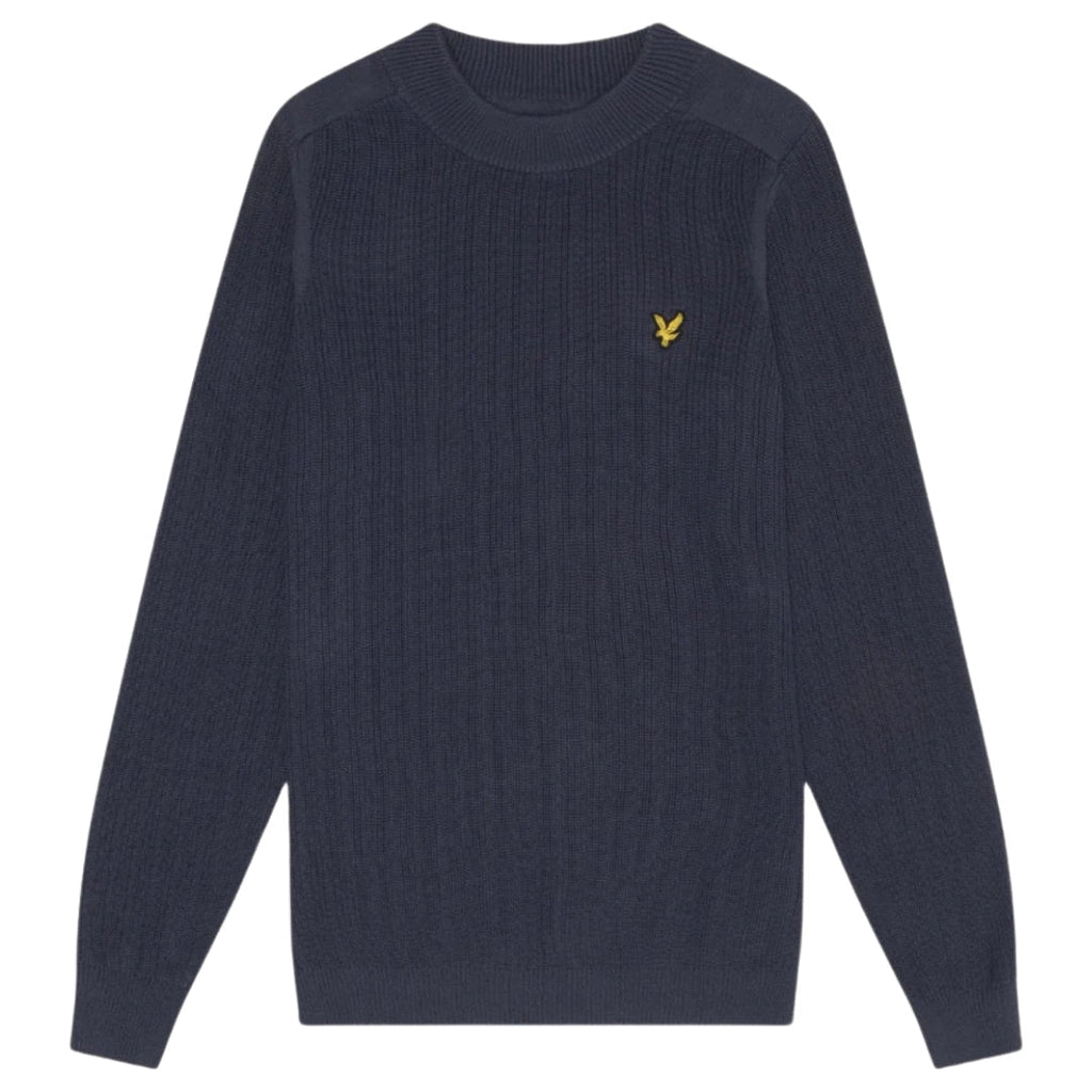 Lyle & Scott Plain Branded Ribbed Mock Neck Navy Night Jumper S