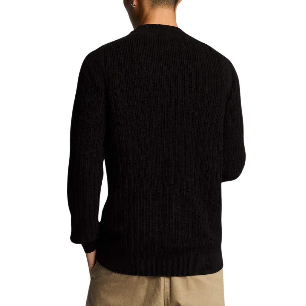 Lyle & Scott Plain Branded Ribbed Mock Neck Jet Black Jumper S