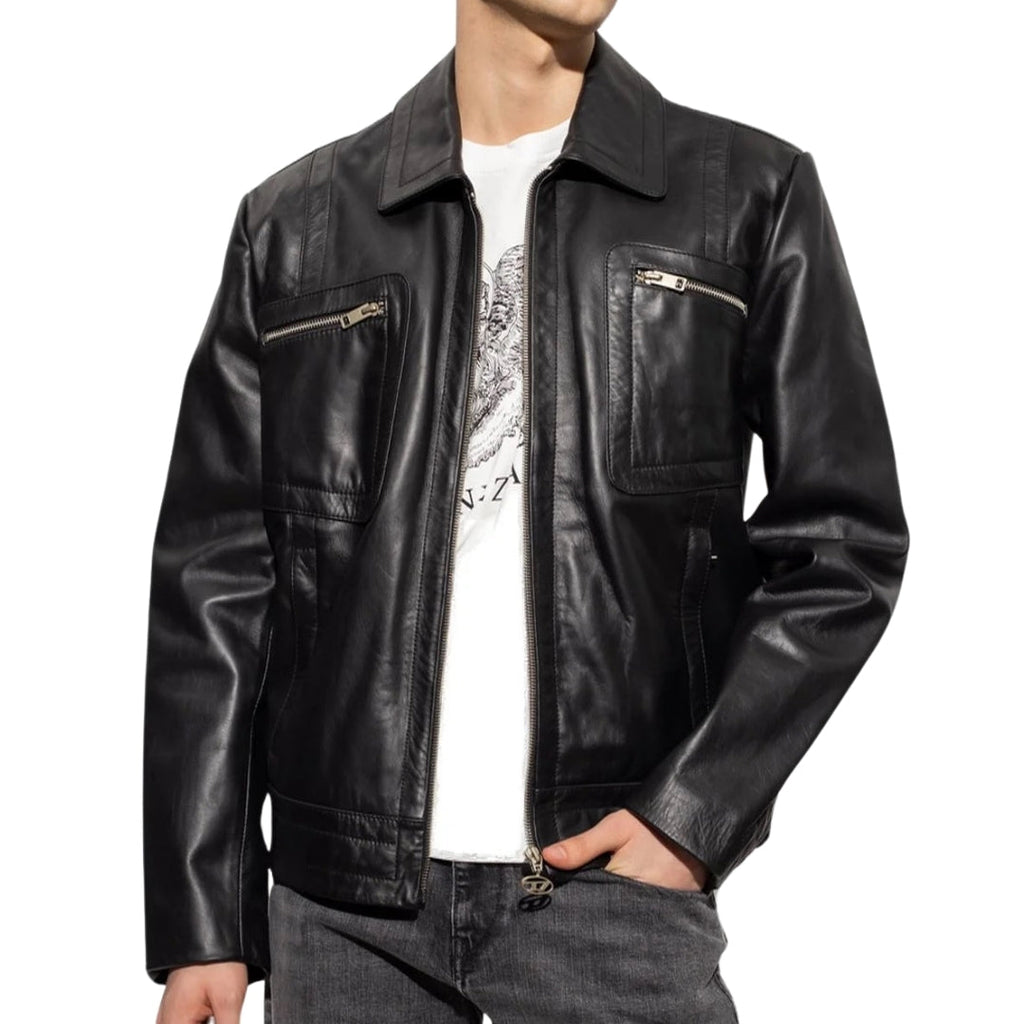 Diesel L-Cale Black Leather Jacket S