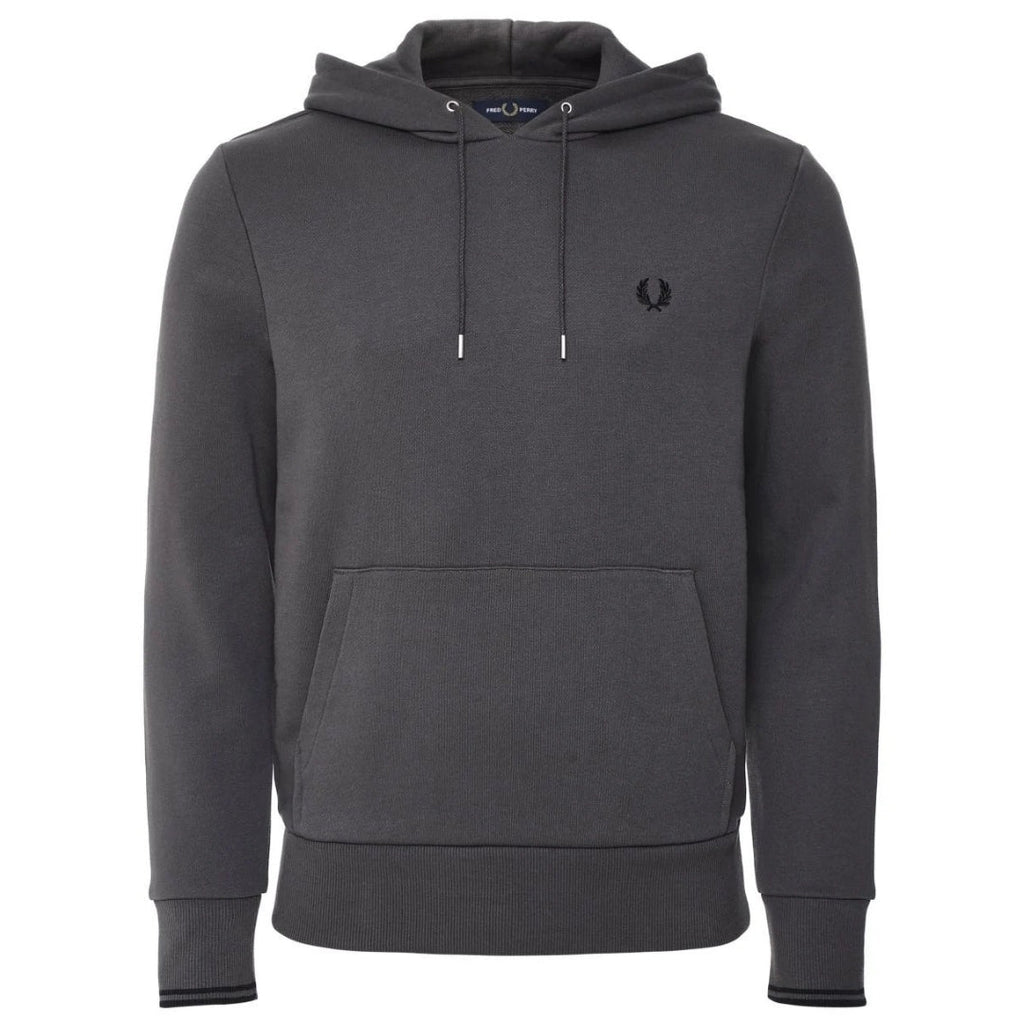 Fred Perry Tipped Sleeve Gunmetal Grey Hoodie S