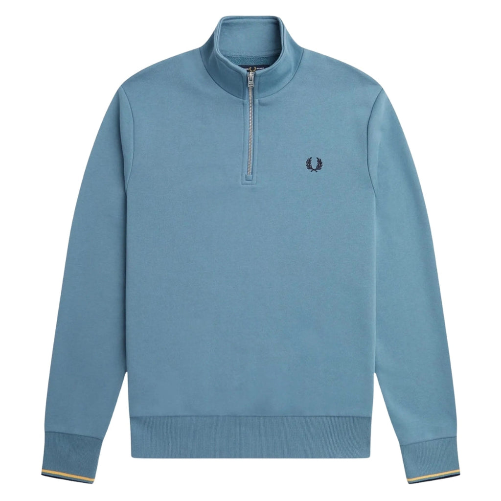 Fred Perry Twin Tipped Sleeve Ash Blue Half Zip Sweatshirt XS