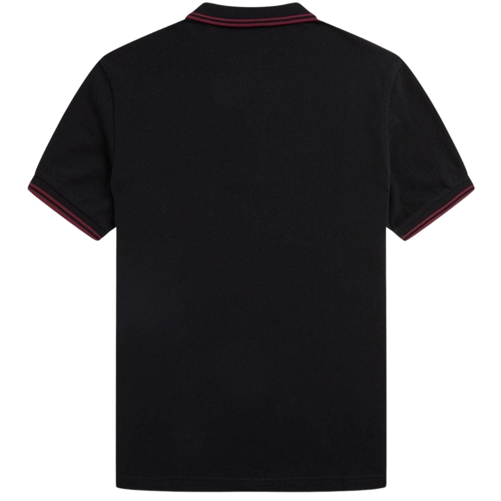 Fred Perry Red Twin Tipped Collar Black Polo Shirt XS