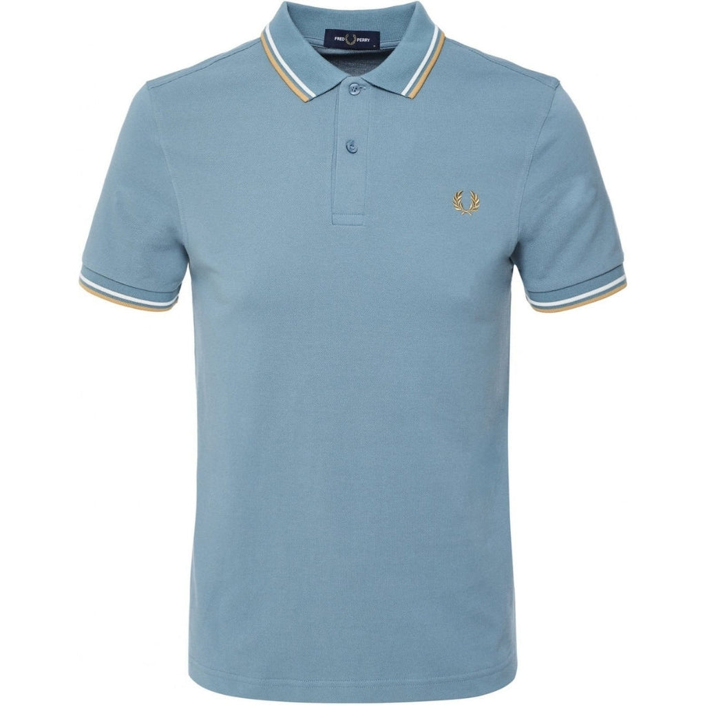 Fred Perry Gold Twin Tipped Collar Ash Blue Polo Shirt S