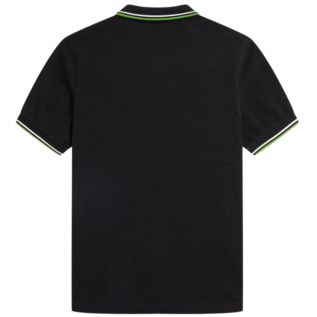 Fred Perry Green and White Twin Tipped Collar Black Polo Shirt XS