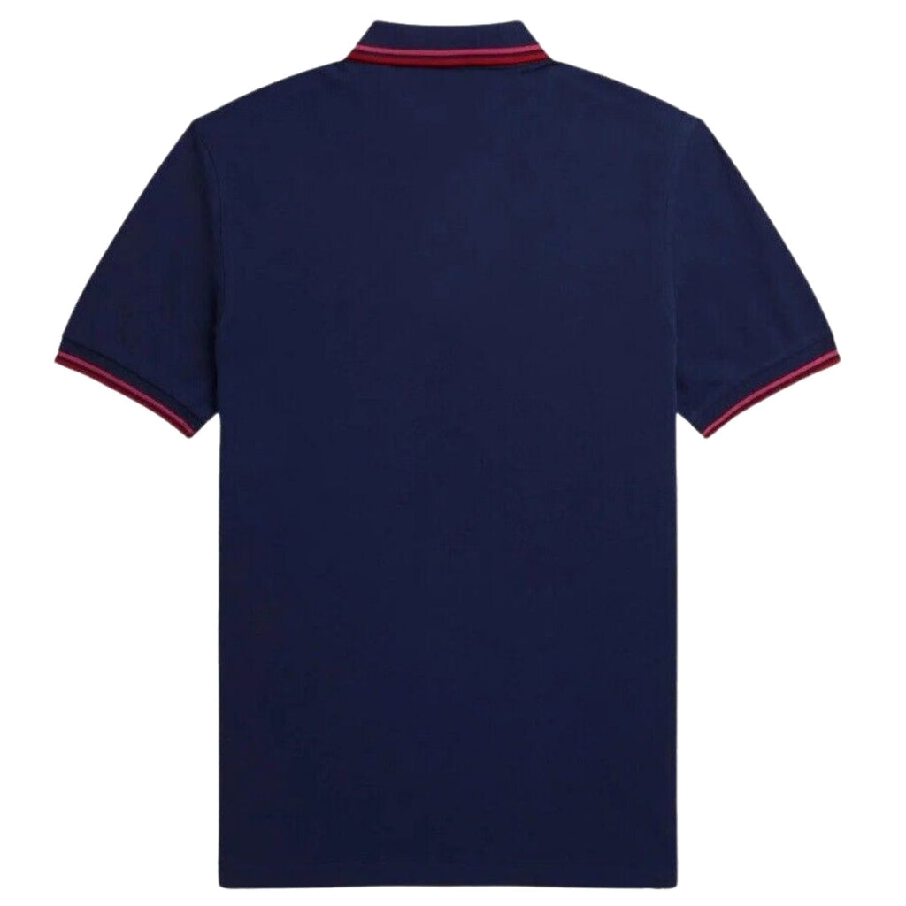 Fred Perry Cherry Red Twin Tipped Collar French Navy Blue Polo Shirt XS