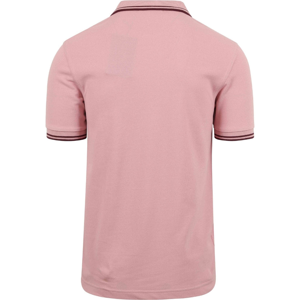 Fred Perry Oxblood Twin Tipped Collar Chalky Pink Polo Shirt XS