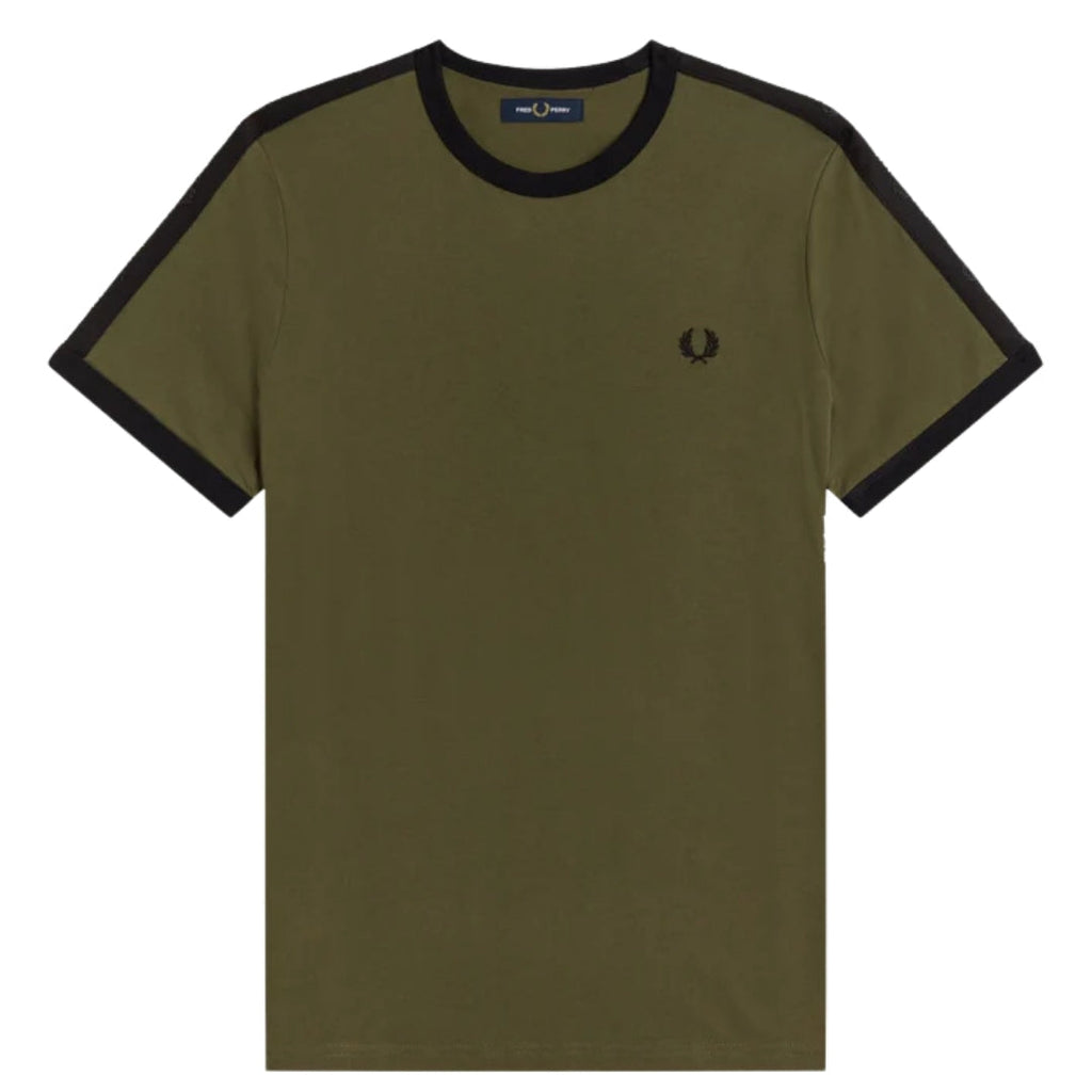 Fred Perry Tonal Tape Ringer Green T-Shirt