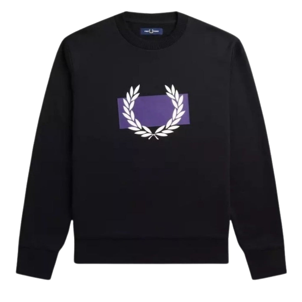 Fred Perry Laurel Wreath Graphic Black Sweatshirt S