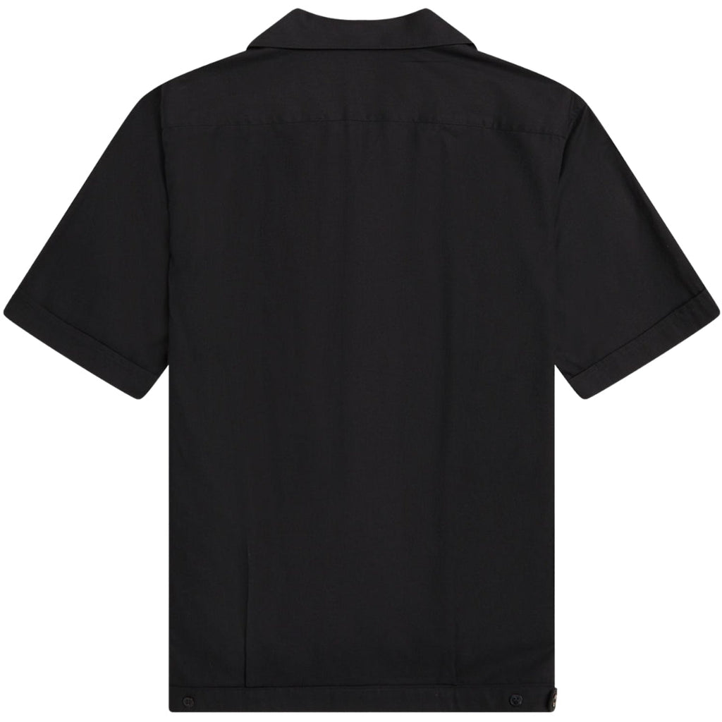 Fred Perry Black Panelled Short Sleeve Bowling Shirt XS