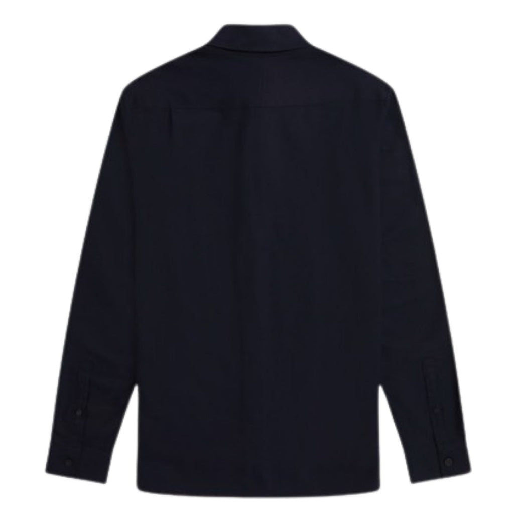 Fred Perry Plain Navy Blue Long Sleeve Oxford Shirt XS