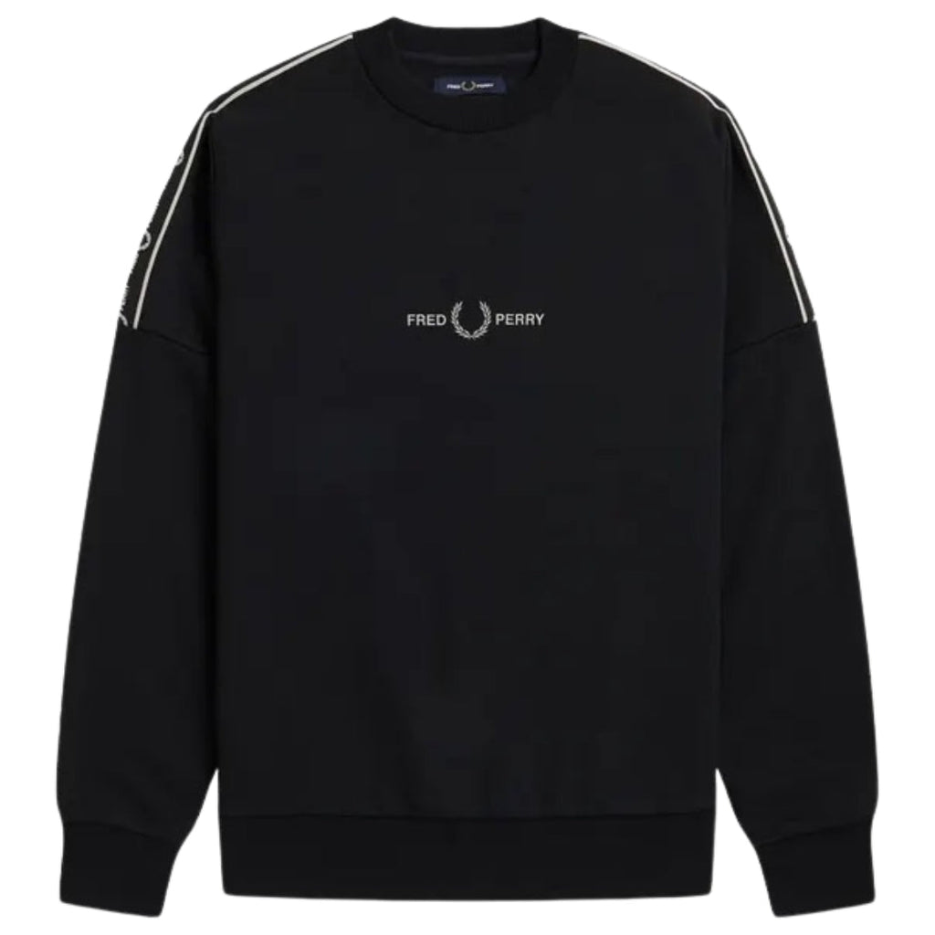 Fred Perry Taped Sleeve Black Sweatshirt S