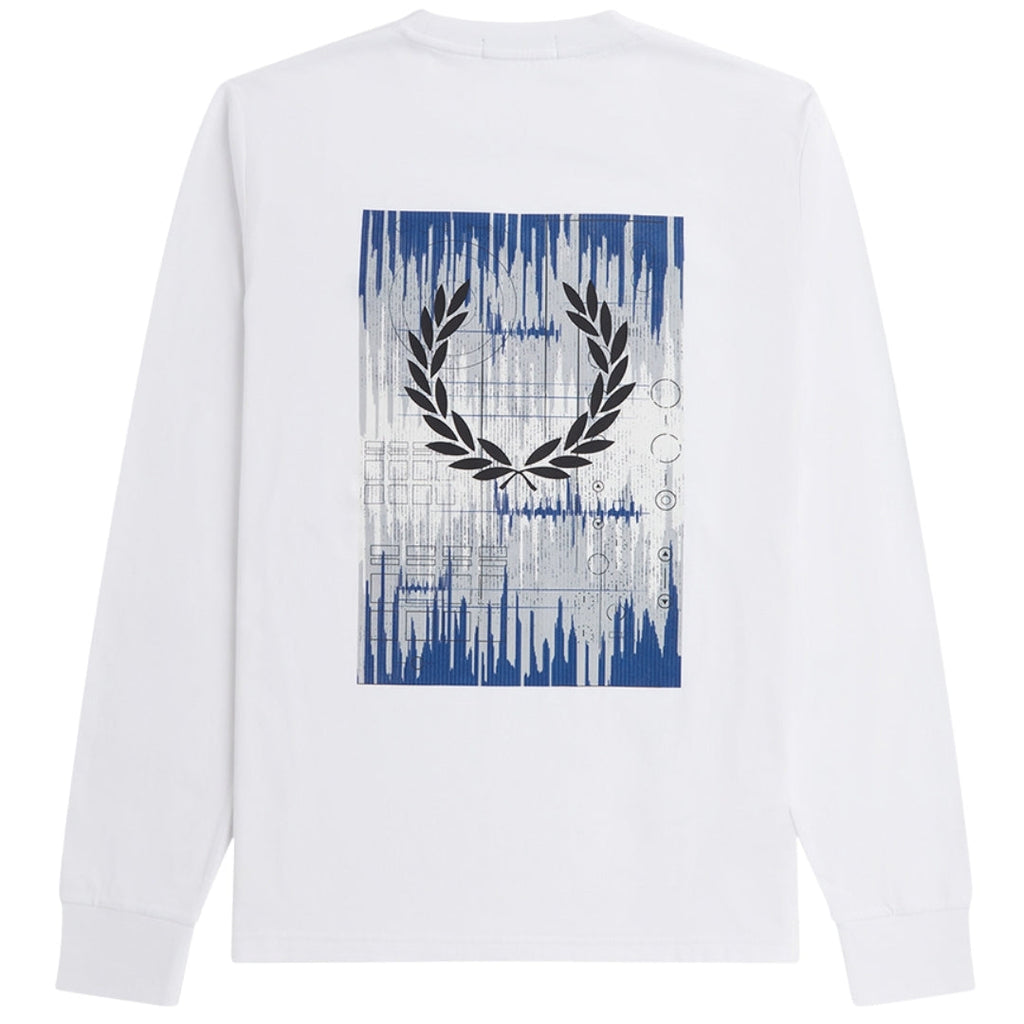 Fred Perry Soundwaves Logo Long Sleeve White T-Shirt S