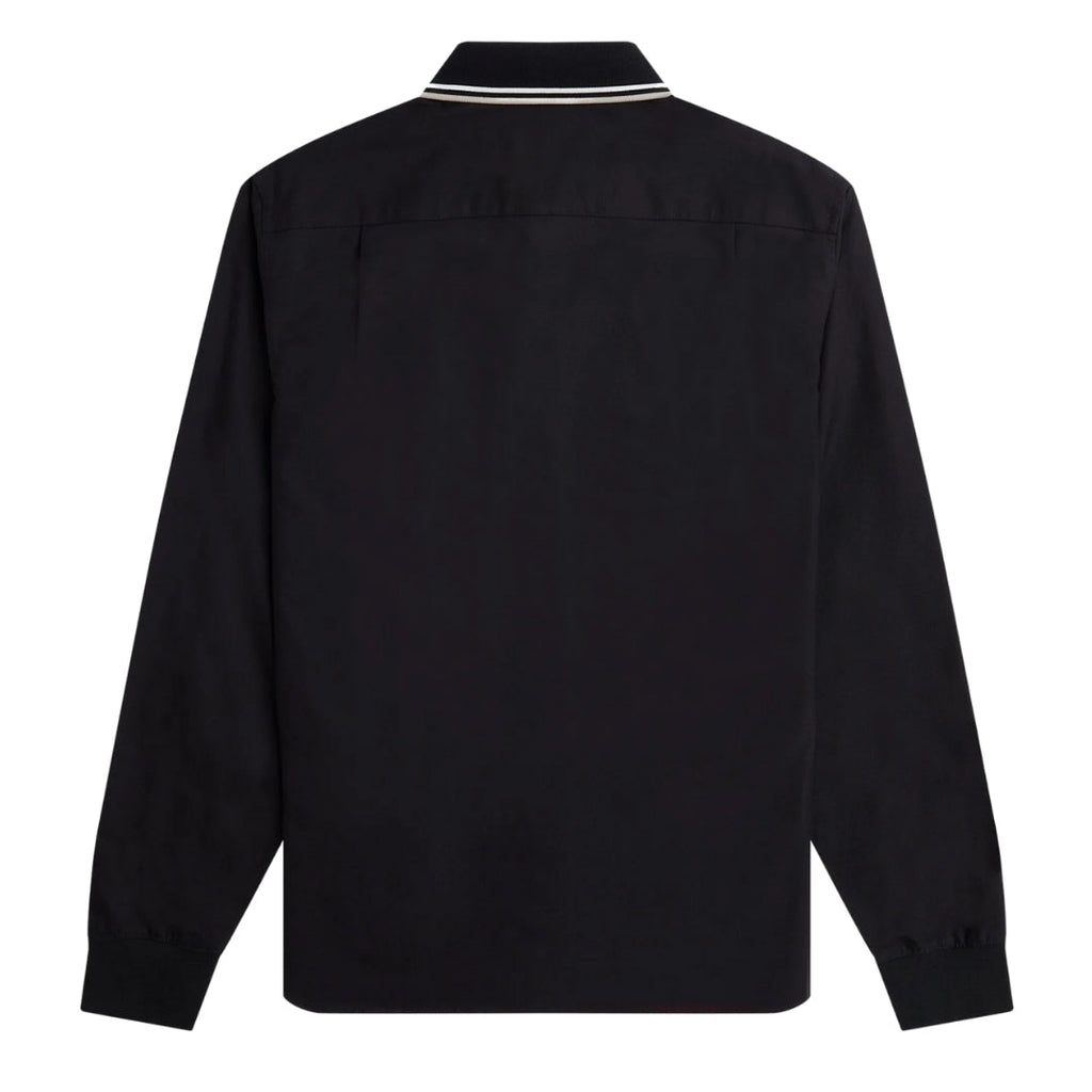 Fred Perry Knitted Collar Black Long Sleeve Shirt L