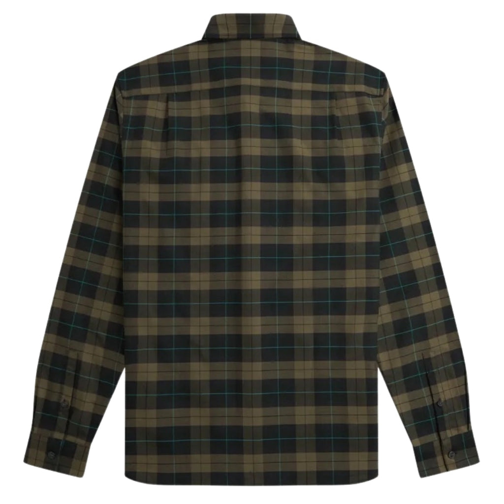 Fred Perry Long Sleeve Night Green Tartan Shirt XS