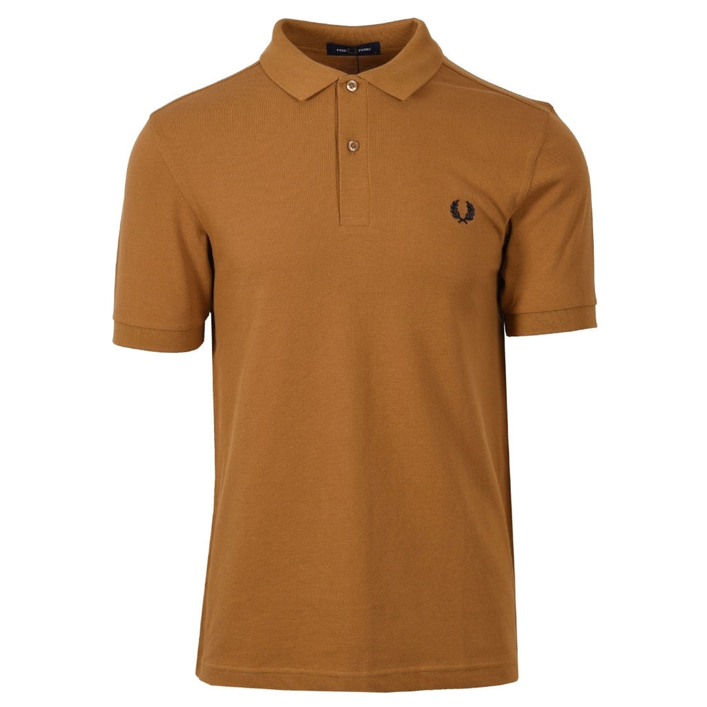 Fred Perry Plain Dark Camel Brown Polo Shirt S