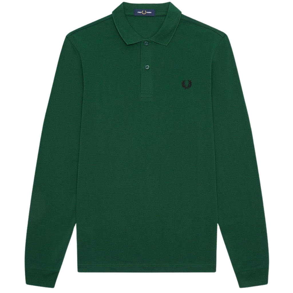 Fred Perry Plain Ivy Green Long Sleeve Polo Shirt XXL