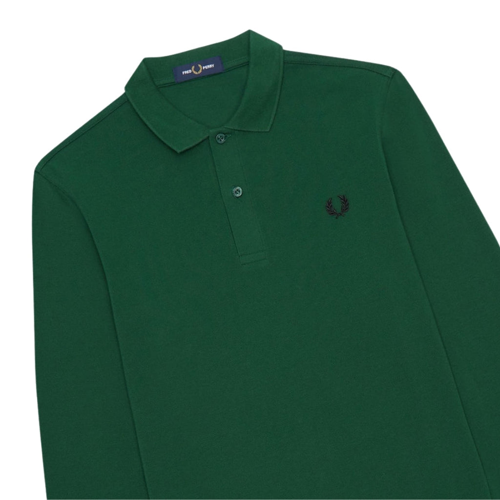 Fred Perry Plain Ivy Green Long Sleeve Polo Shirt XXL