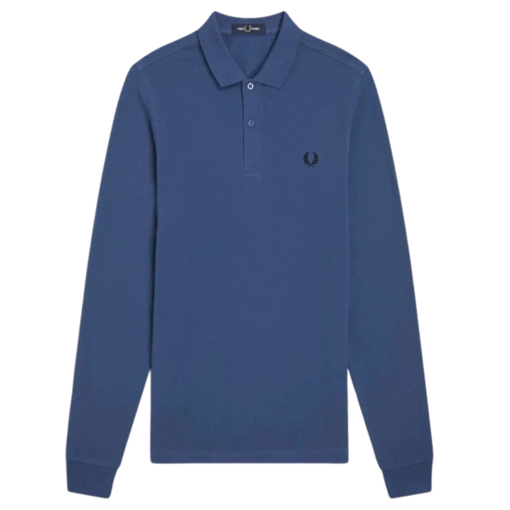 FRED PERRY M6006 963 MIDNIGHT BLUE LS PLAIN POLO SHIRT S