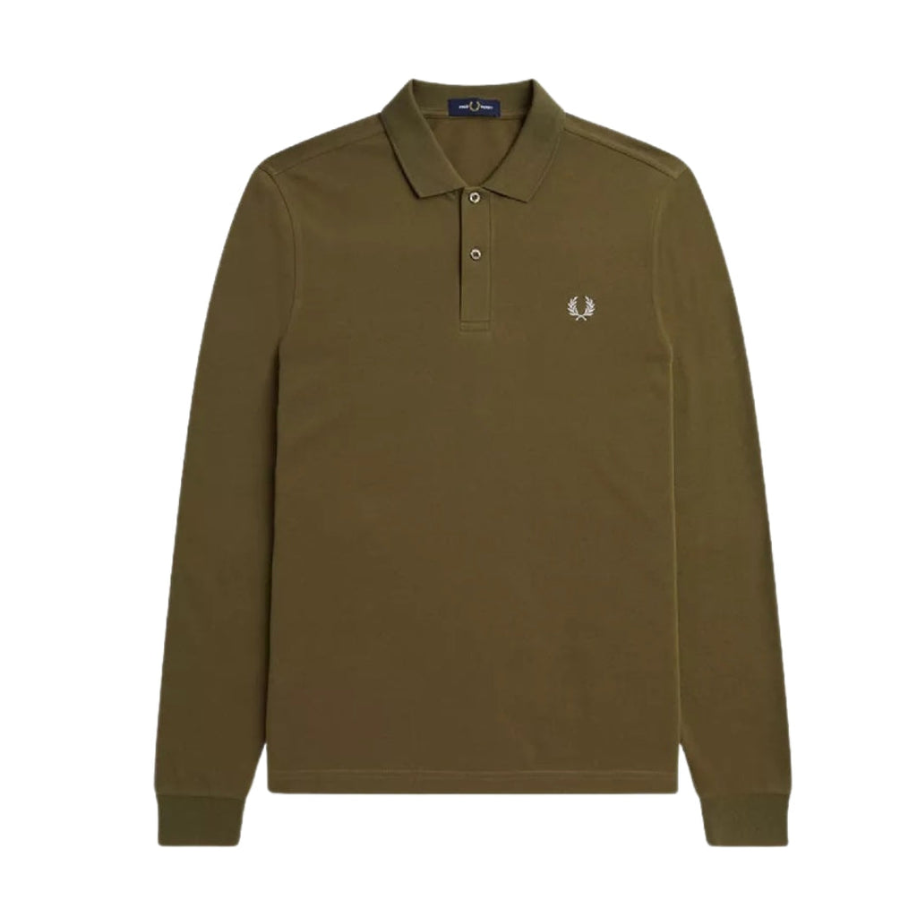 FRED PERRY M6006 R79 UNIFORM GREEN LS PLAIN POLO SIRT S