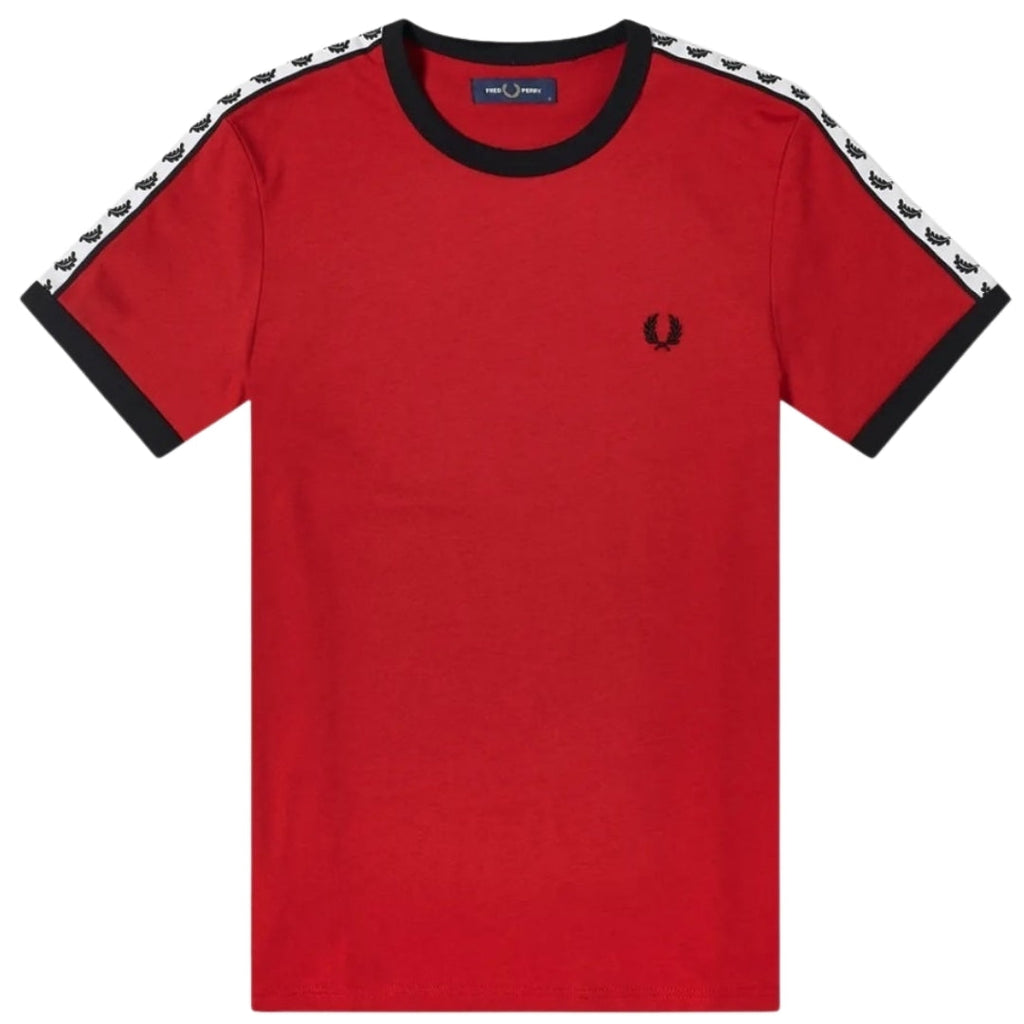 Fred Perry Taped Ringer Shoulder Deep Red T-Shirt