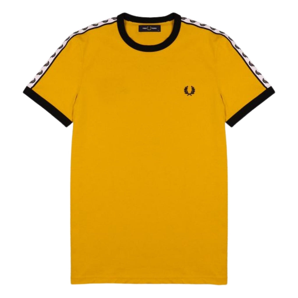 Fred Perry Taped Ringer Shoulder Gold Yellow T-Shirt