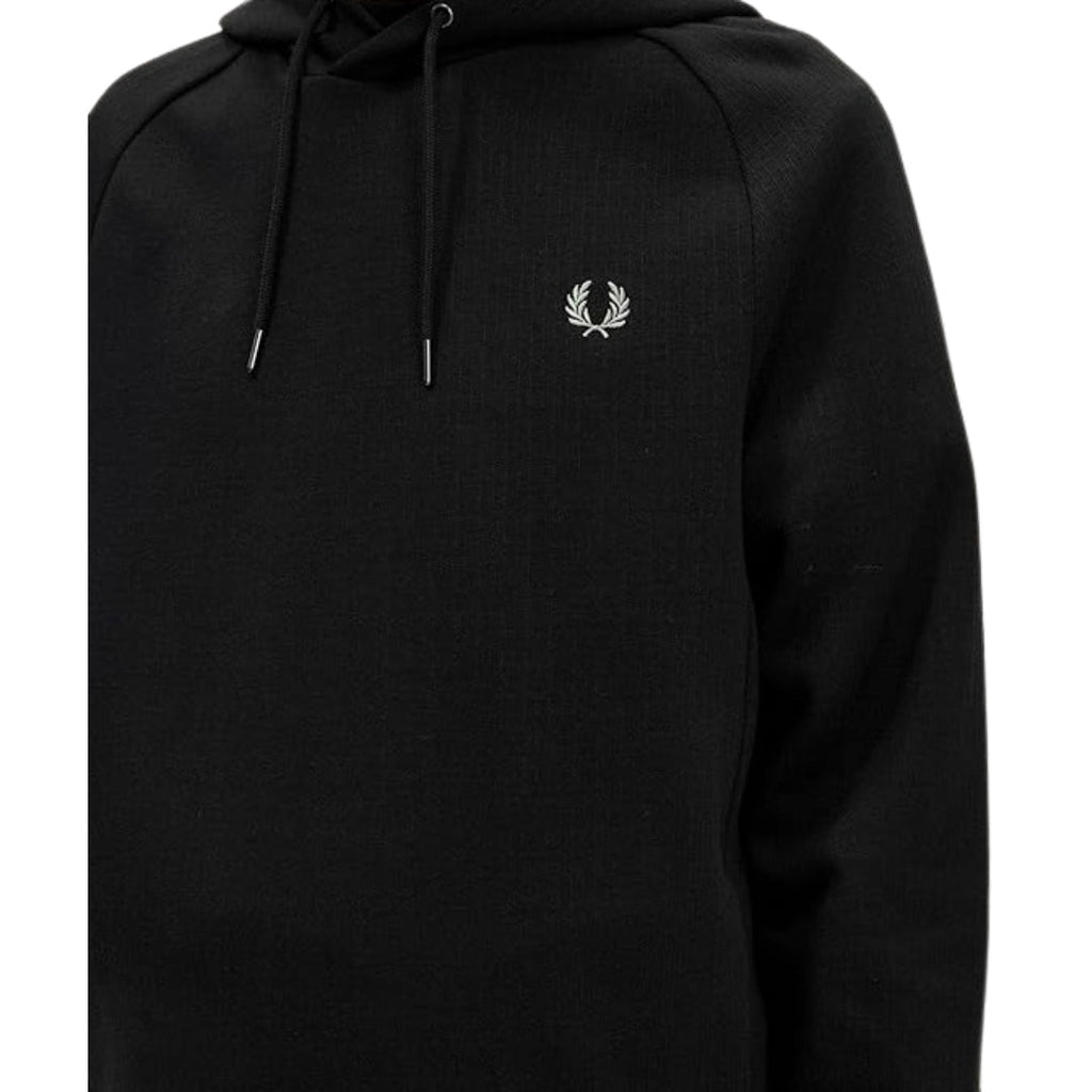 FRED PERRY M6632 102 BLACK RIPSTOP TRICOT HOODED SWEAT S
