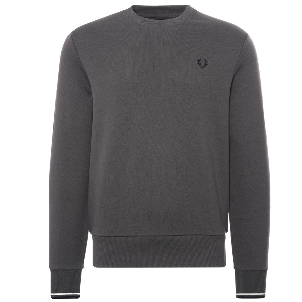 Fred Perry Twin Tipped Sleeve Crew Neck Gunmetal Grey Sweatshirt