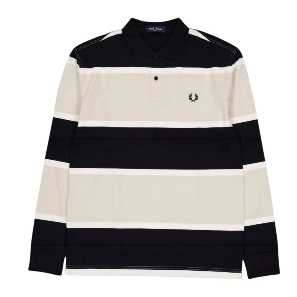 Fred Perry M7713 691 Oatmeal/Black/Cream Polo Shirt Mens XS