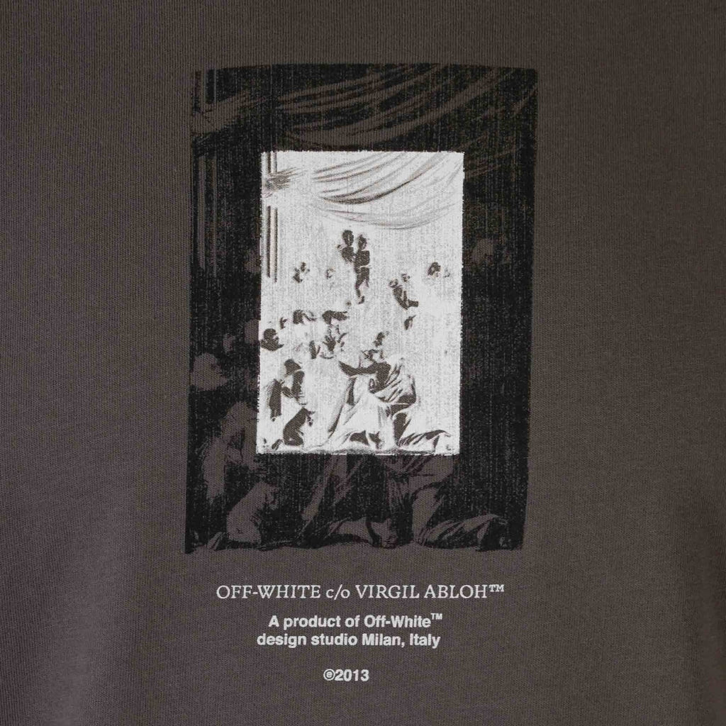 Off-White Paint Mirror Logo Slim Fit Grey T-Shirt XS