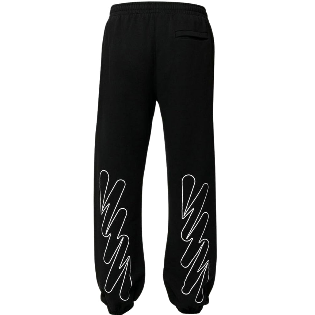 Off-White Wave Outline Diag Design Black Sweatpants XS