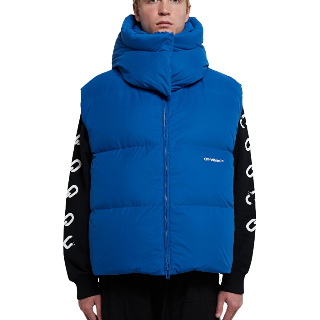 Off-White Bouce Hooded Gilet Peacock Blue Down Jacket M