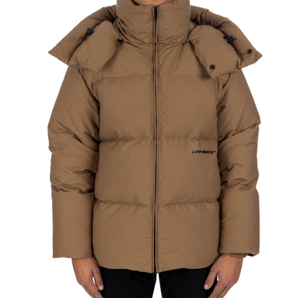 Off-White OW Race Canvas Camel Beige Puffer Down Jacket XS