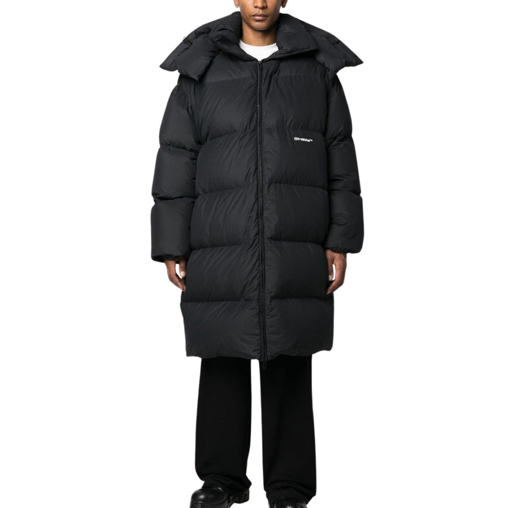 Off-White Bounce Hooded Black Long Puffer Jacket S