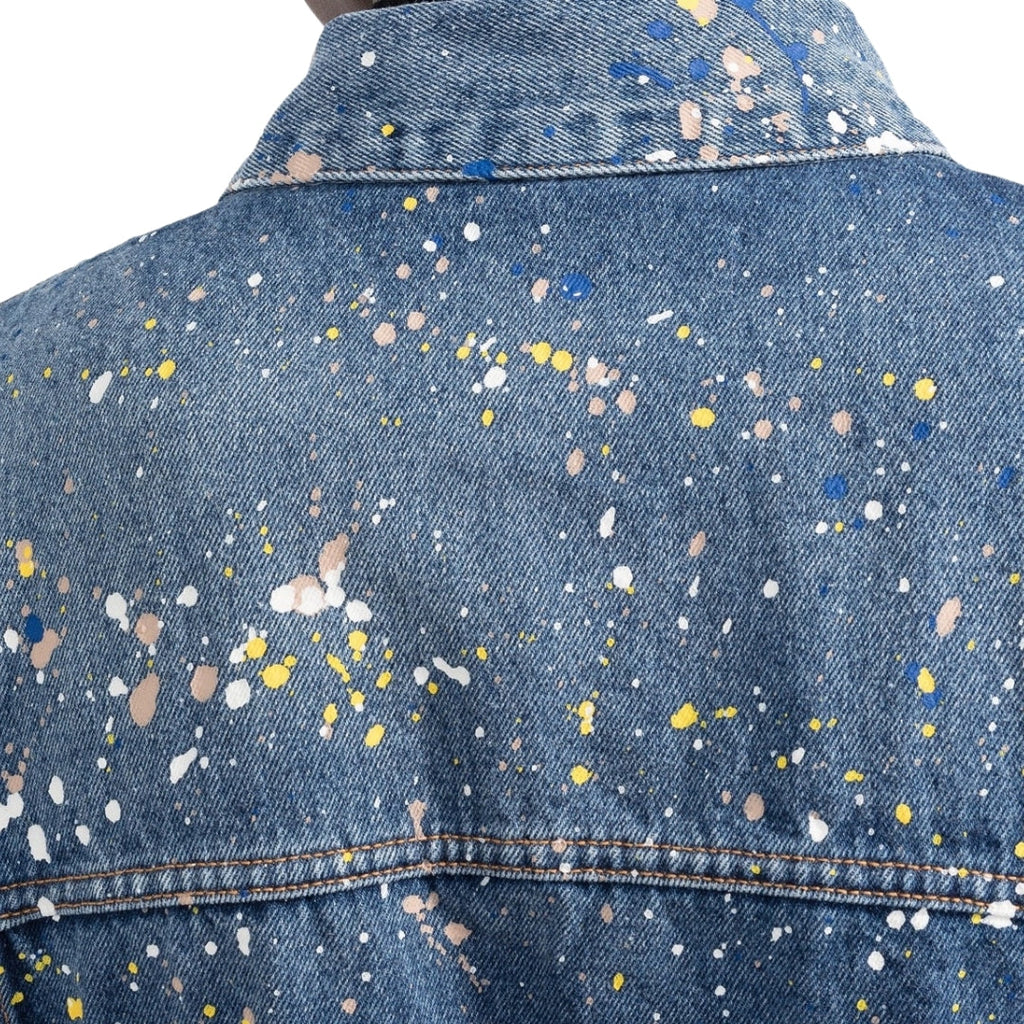 Off-White Paint Splatter Skate Fit Blue Denim Jacket S