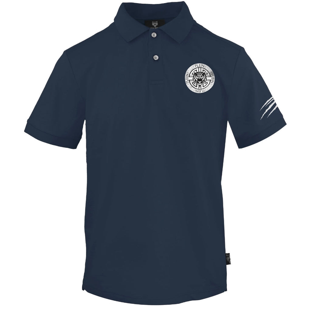 Plein Sport Circle Emblem Logo Navy Blue Polo Shirt S