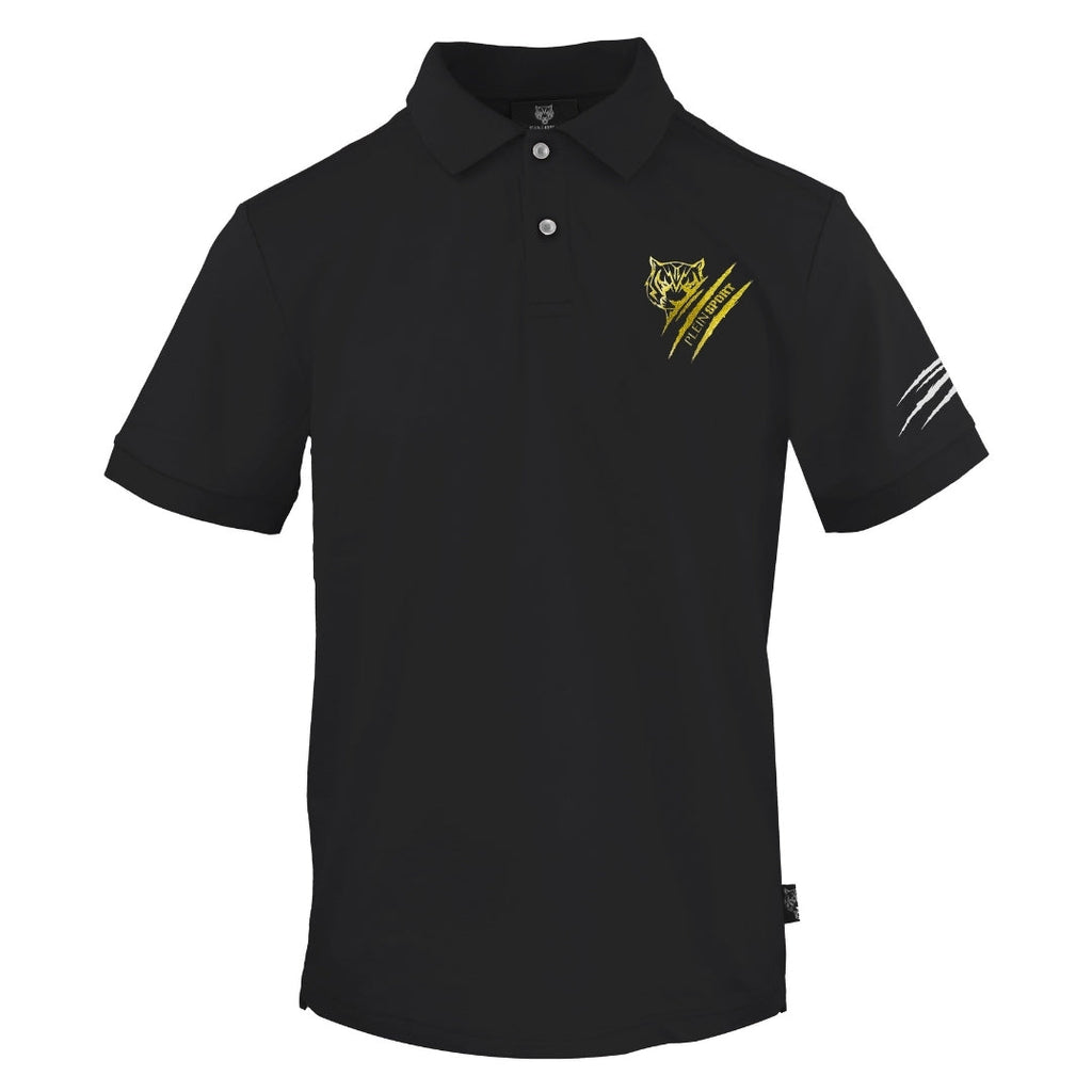 Plein Sport Small Tiger Scratch Logo Black Polo Shirt S