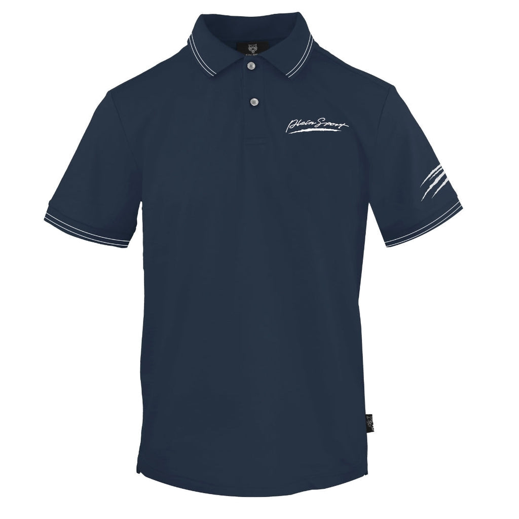 Plein Sport Signature Logo Twin Tipped Navy Blue Polo Shirt S