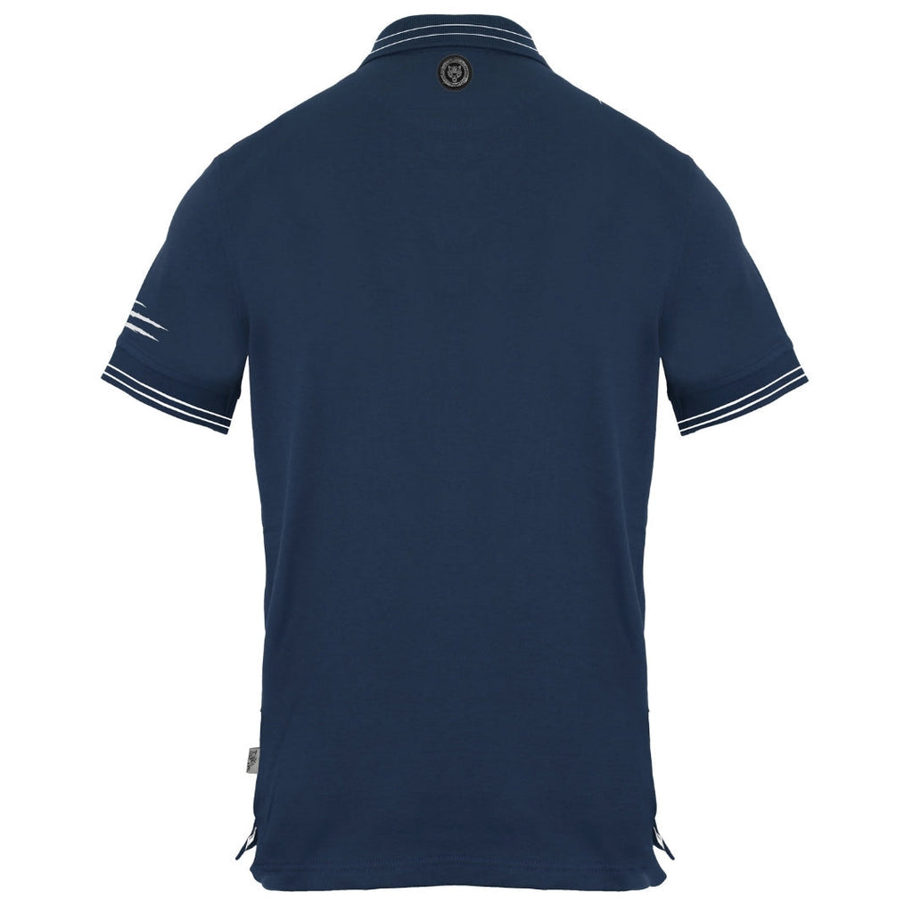 Plein Sport Signature Logo Twin Tipped Navy Blue Polo Shirt S