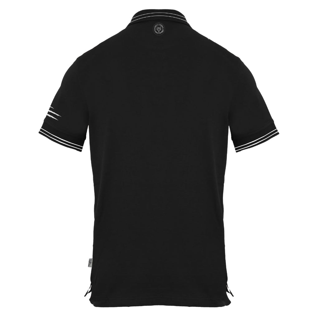 Plein Sport Signature Logo Twin Tipped Black Polo Shirt S