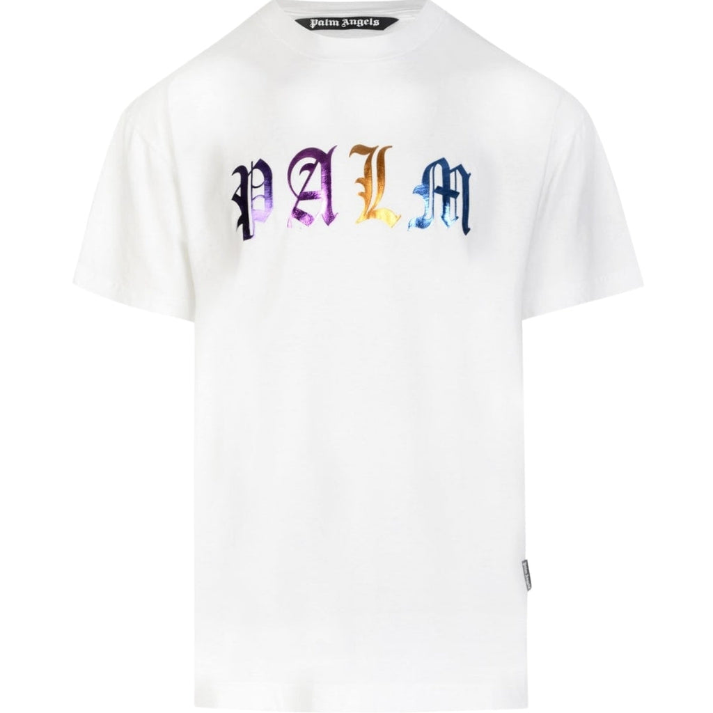 Palm Angels Multicolour Logo White T-Shirt S