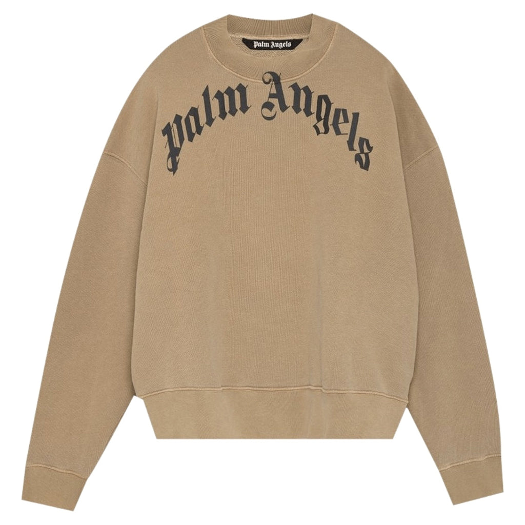 Palm Angels GD Curved Logo Beige Sweatshirt S