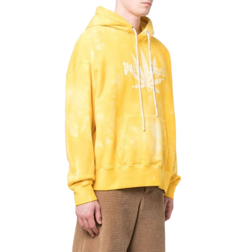Palm Angels Leaf Tie Dye Hoodie Yellow S