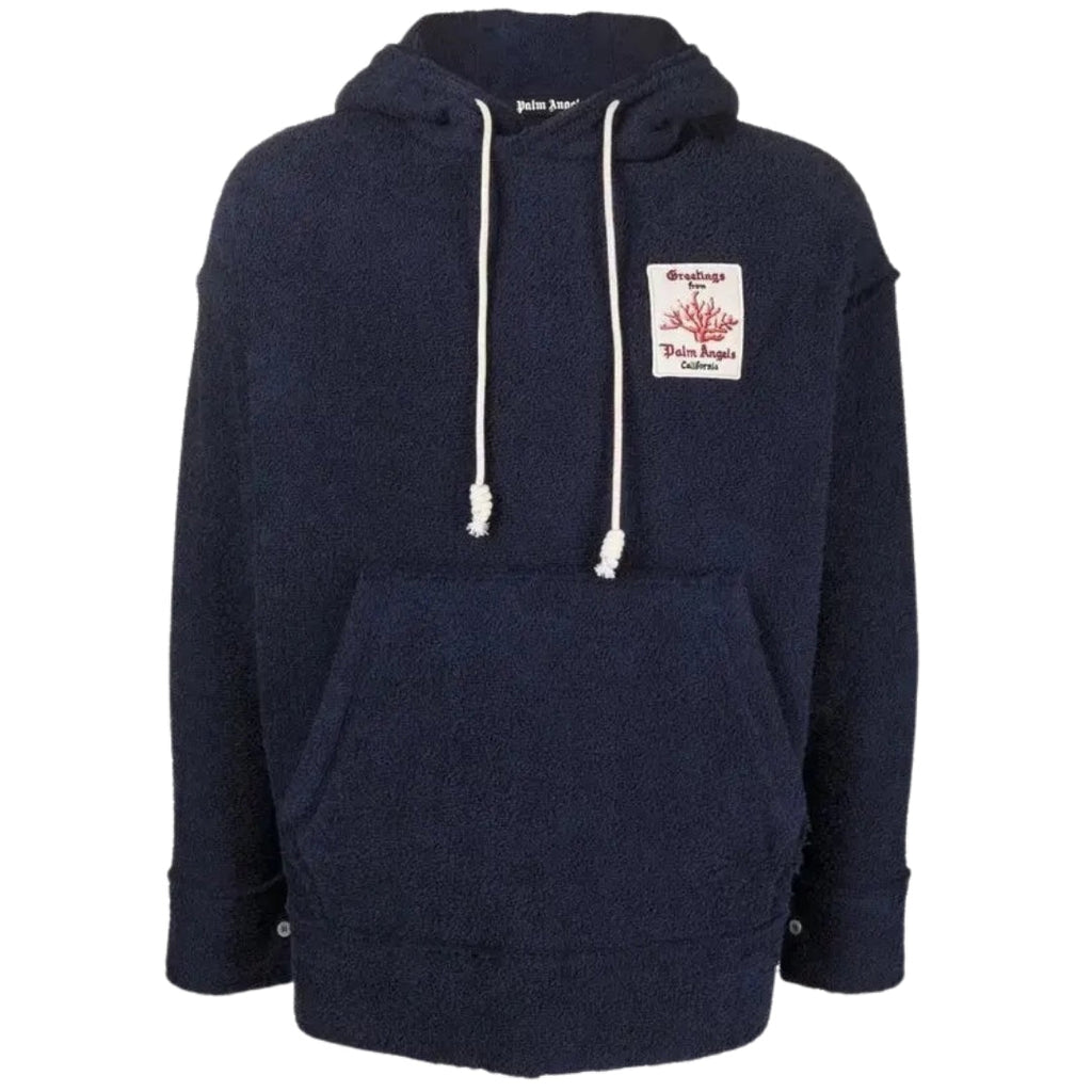 Palm Angels Coral Terry Hoodie Navy IT46