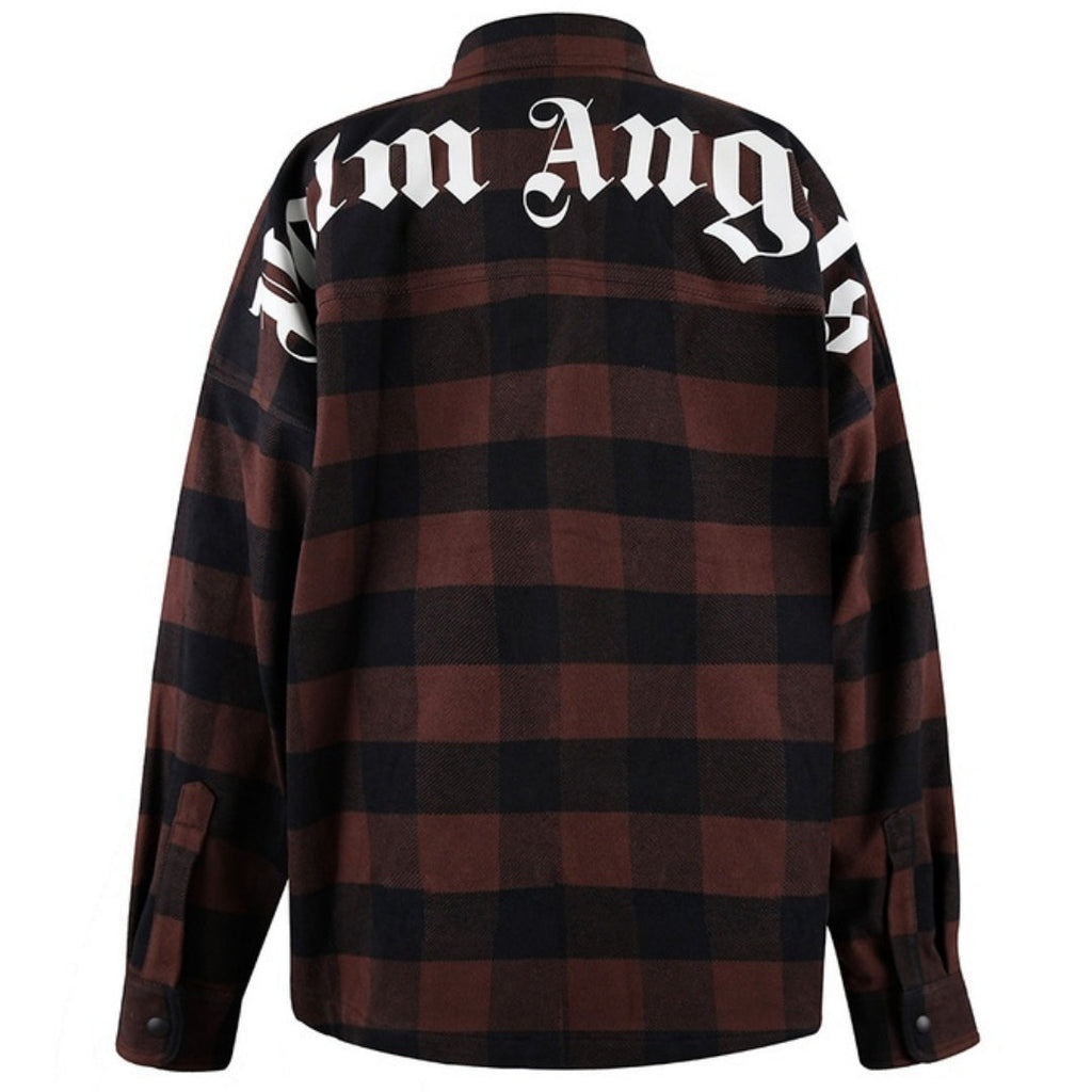 Palm Angels Classic Logo Brown Flannel Overshirt Jacket M