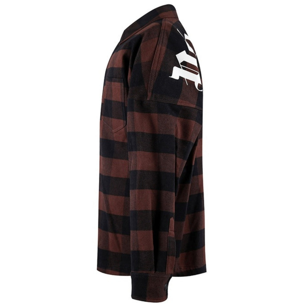 Palm Angels Classic Logo Brown Flannel Overshirt Jacket M