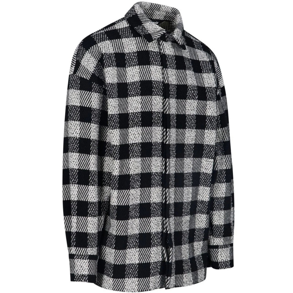 Palm Angels Curved Logo Black Flannel Overshirt Jacket S