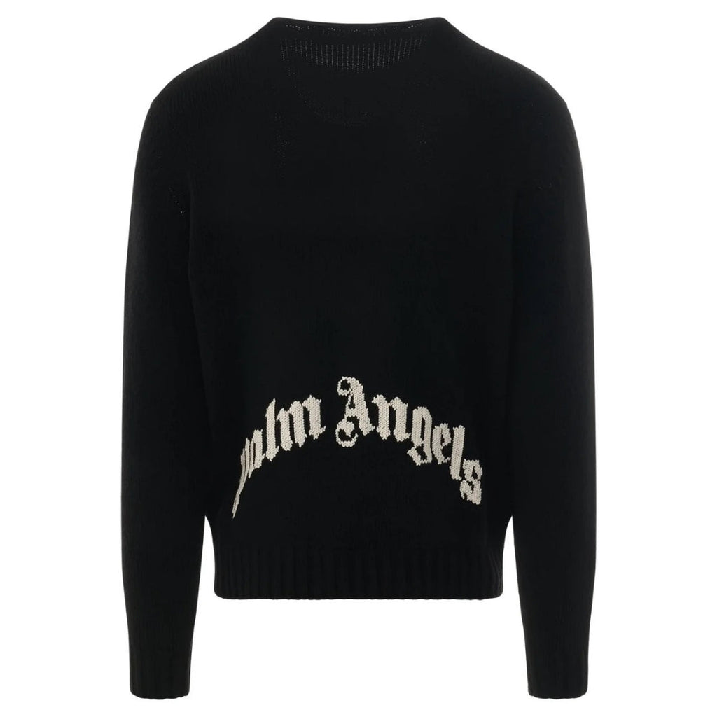 Palm Angels Curved Logo Black Knitted Jumper S