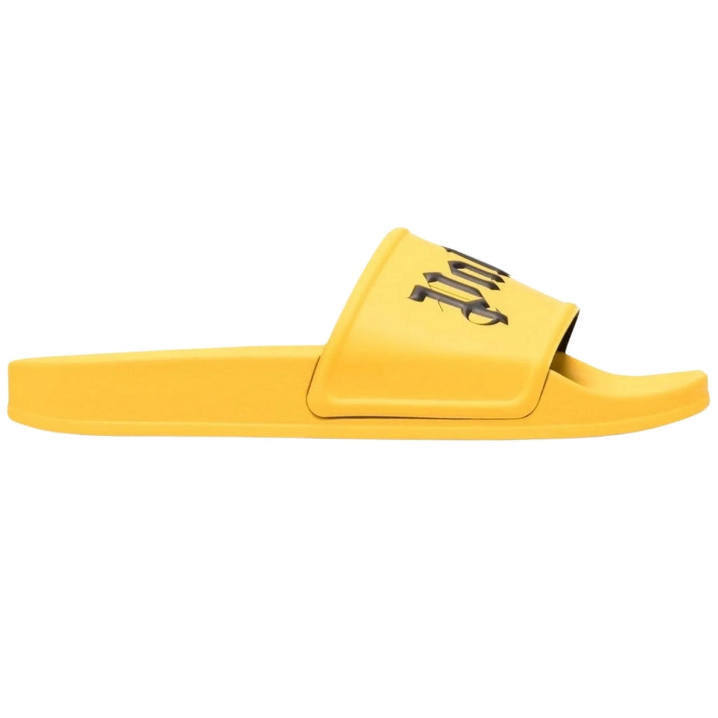 Palm Angels Gothic Print Yellow Pool Slides EU 40